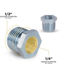 1/2" x 1/4" Steel Merchant Galvanized Hex Bushing