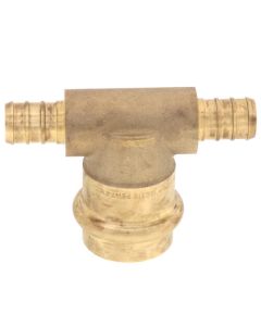 1/2" x 1/2" x 3/4" PEX Crimp × PEX Crimp × Press Brass Transition Tee (LF)