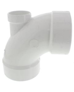 4" x 4" x 2" PVC DWV 90° Elbow (w/ 2" Low Heel Inlet)