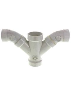 2" x 2" x 1-1/2" x 1-1/2" PVC DWV Double Wye and 45° Elbow Combo