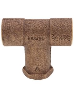 3/4" x 3/4" C x 1/2" F Long Throat Tee (Lead Free)